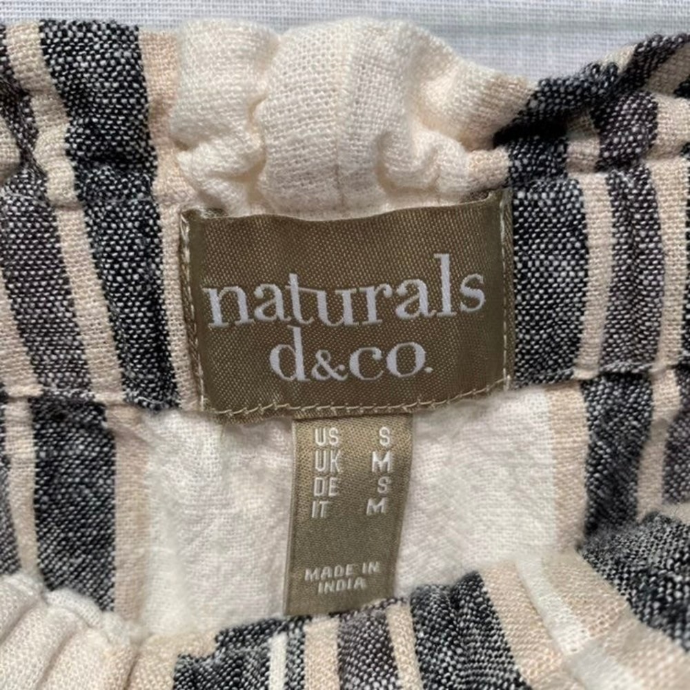 Naturals D&co Linen Striped cropped Cargo pocket paper bag waist pants  SMALL - Picture 3 of 9